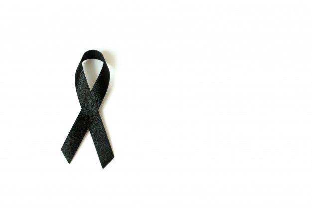 Mourning Logo - Black awareness ribbon on white background. mourning and melanoma