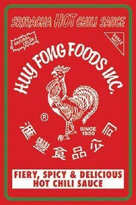 Sriracha Logo - SRIRACHA HOT SAUCE Label poster 24 x 36 Red Rooster Logo Firy Spicy Delicious