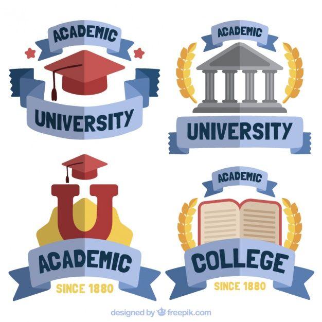 Academic Logo - Academic logos with blue ribbon Vector