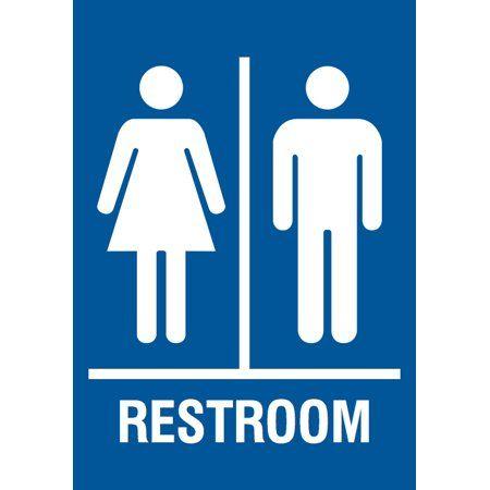 Restroom Logo - Family Restroom Blue Sign - Men Women Bathroom Signs