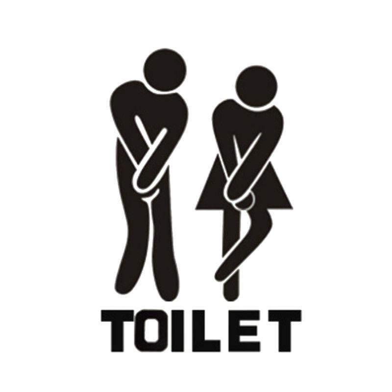 Bathroom Logo - US $0.87 17% OFF|New Wall Sticker Creative Men And Women Toilet Logo With  English Bathroom Black Wall Stickers Office Hotel Toilet Door Decor-in Wall  ...
