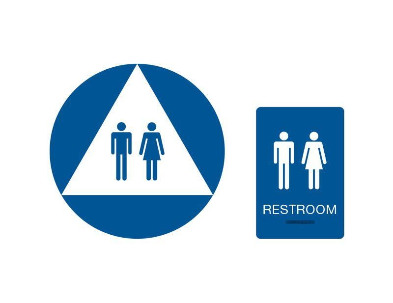 Bathroom Logo - Unisex Restroom Title 24 California Braille Signage Set