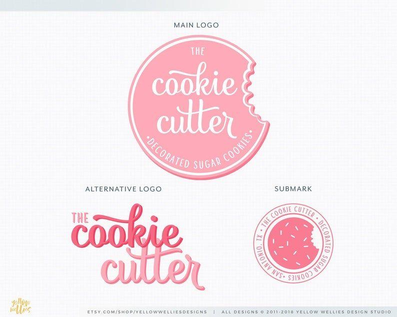 Pastry Logo - Sugar Cookie Premade Logo Design. Bakery Dessert Pastry Logo. Cookie Cutter Logo