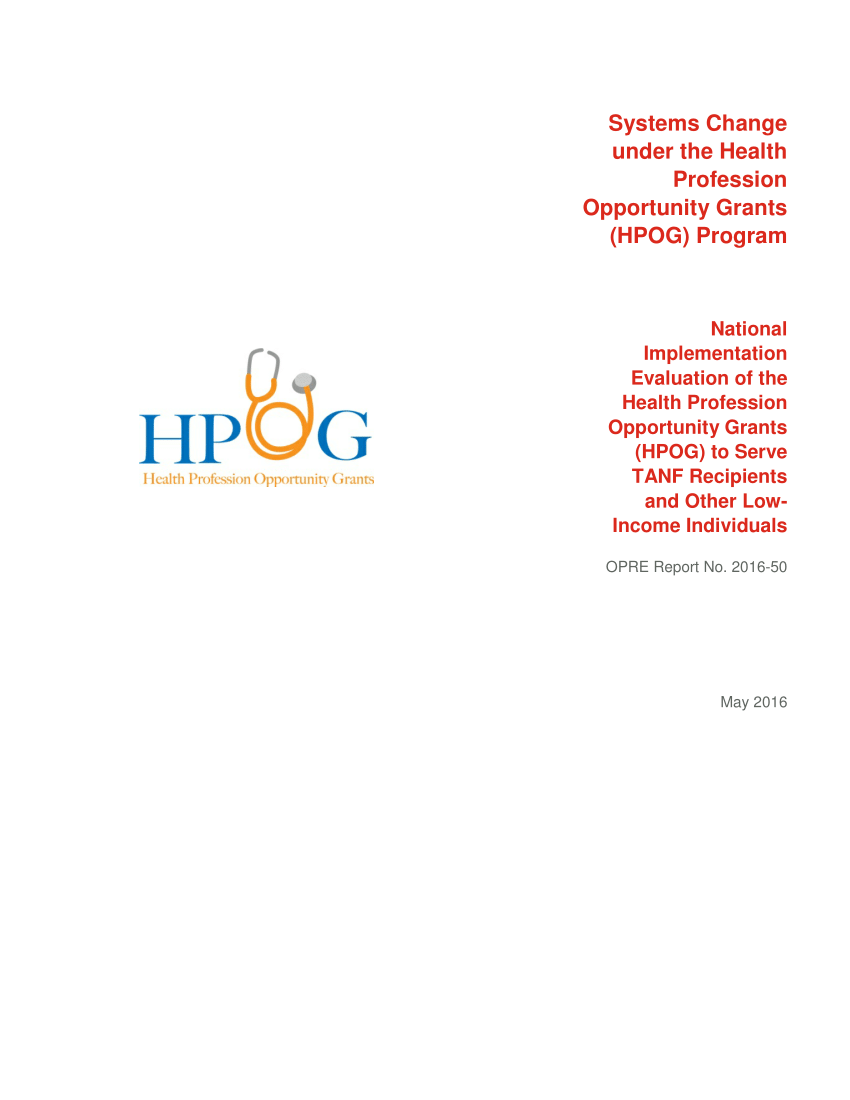 Hpog Logo - PDF) Systems Change under the Health Profession Opportunity Grant