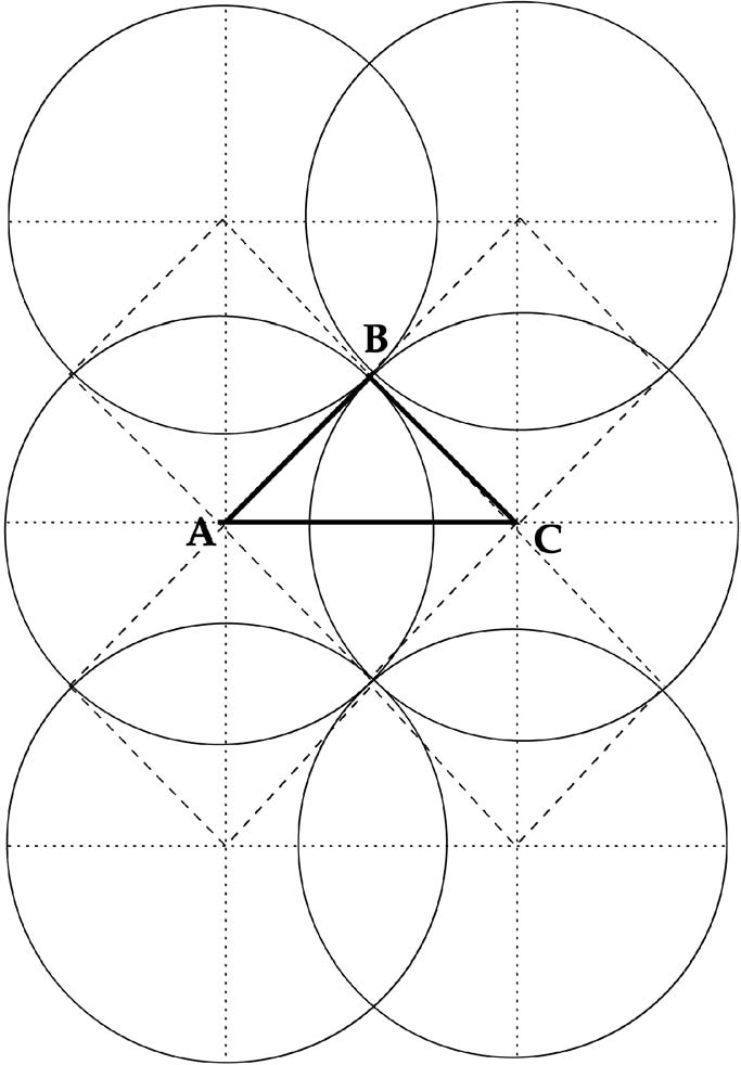Six Red and White Triangle Logo - CASE sufficient condition. Any disc centered inside triangle ABC