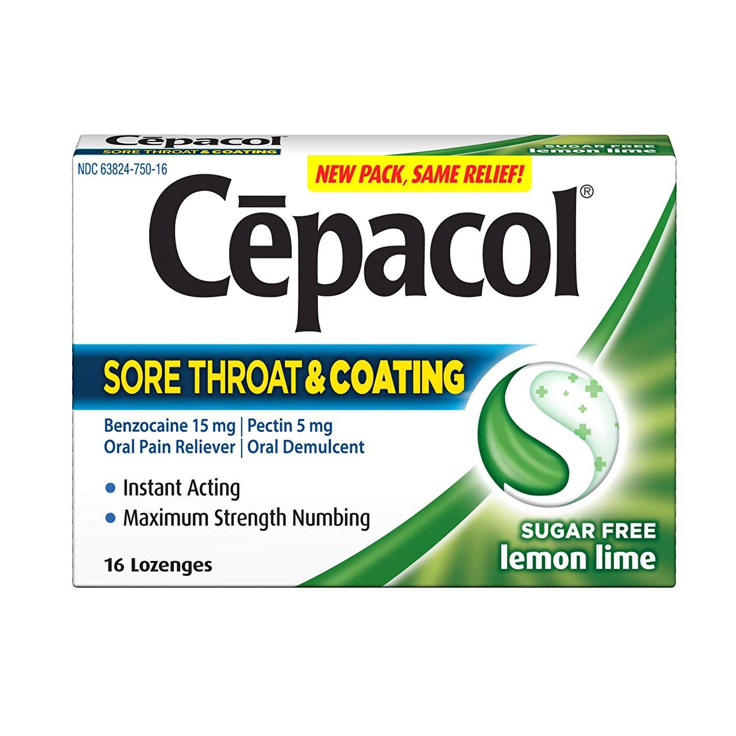 Cepacol Logo - Cepacol Lozenges Max Sugar Free Sore Throat Plus Coating, Lemon Lime 16  Count (Pack of 3)