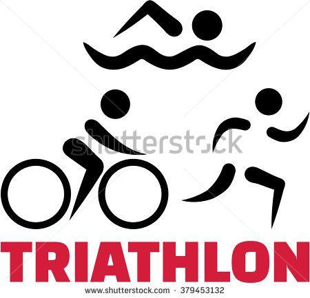Triathlon Logo - Triathlon symbols with word vector. INK. Triathlon