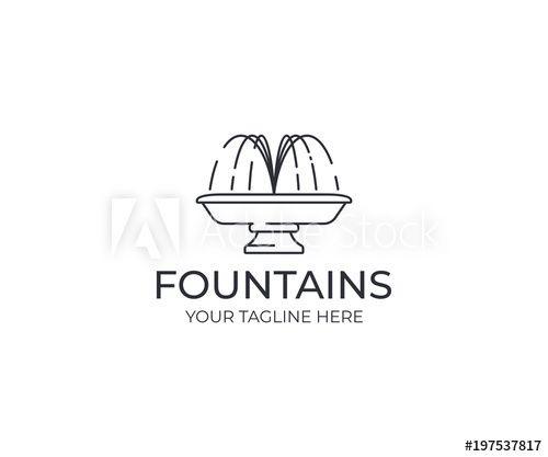 Fountain Logo - Water jet fountain logo template. Linear fountain silhouette vector ...