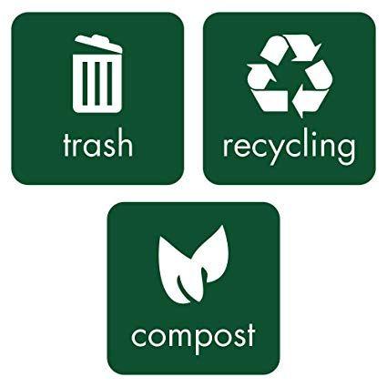 Compost Logo - Trash Recycling and Compost Decal Labels (dark green)