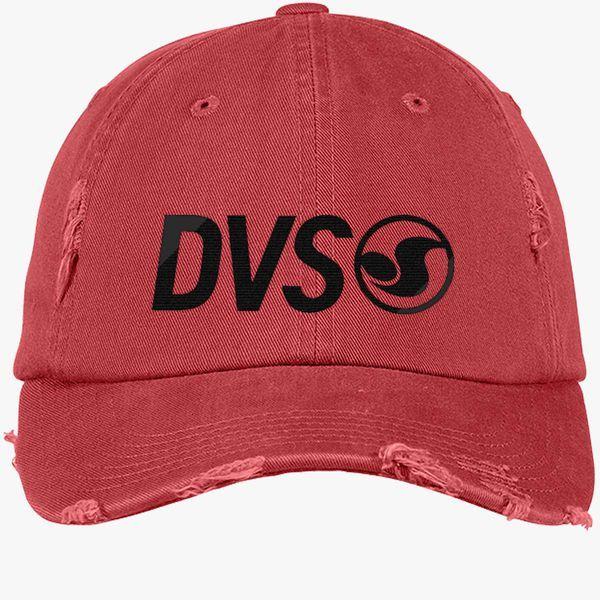 DVS Logo - DVS Logo Distressed Cotton Twill Cap (Embroidered)