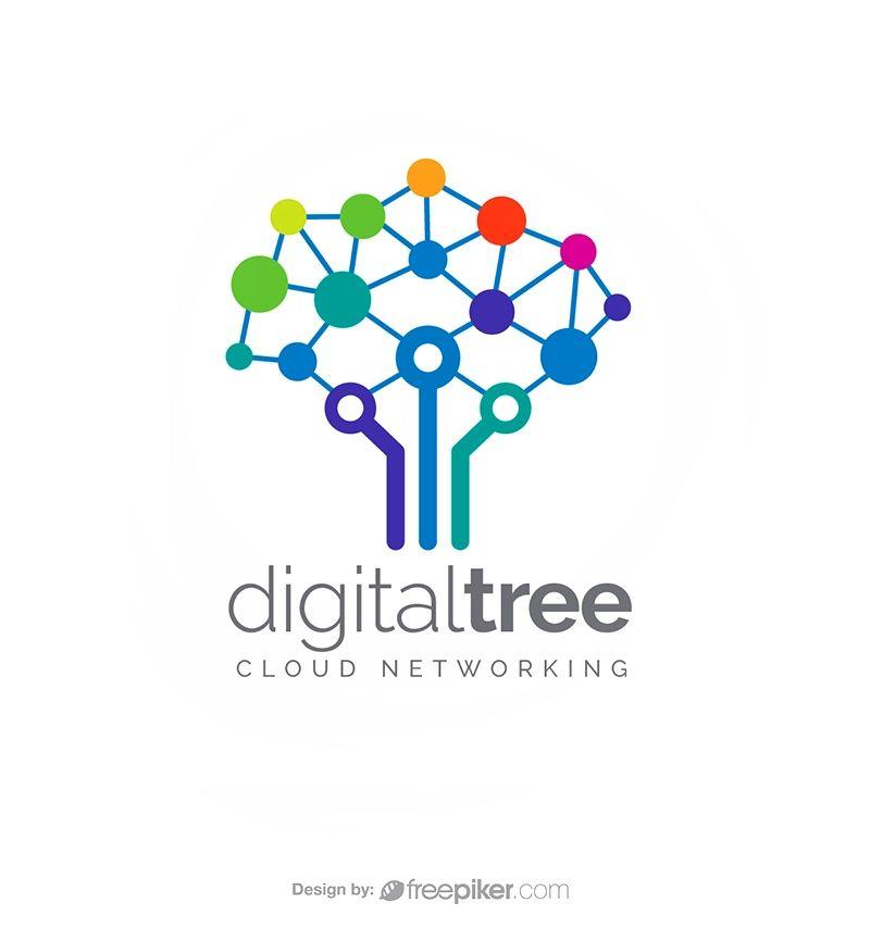Networking Logo - Freepiker | digital tree cloud networking logo