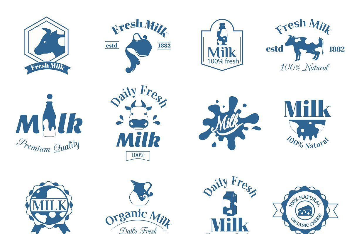 Milk Logo - Milk label logo badges vector