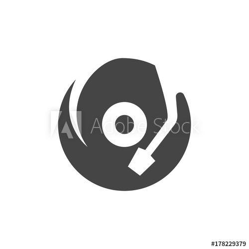 Turntable Logo - Vinyl record turntable icon. Vector logo on white background - Buy ...