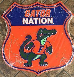 GatorNation Logo - Details about FLORIDA GATORS 12 X 12 SHIELD GATOR NATION METAL SIGN MAN CAVE UNIVERSITY