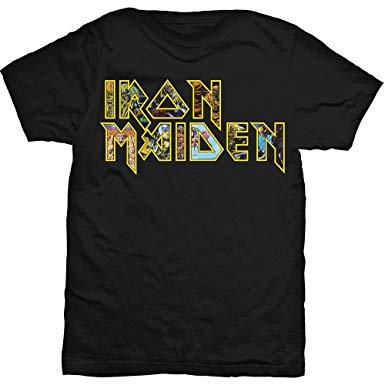 Eddie Logo - Iron Maiden Men's Eddie Logo T Shirt Black: Clothing