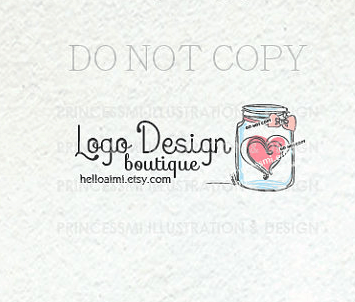 Jar Logo - 9 mason jar logo, love heart and jar logo, bottle love heart logo, boutique logo, photography logo watermark design, jar watermark