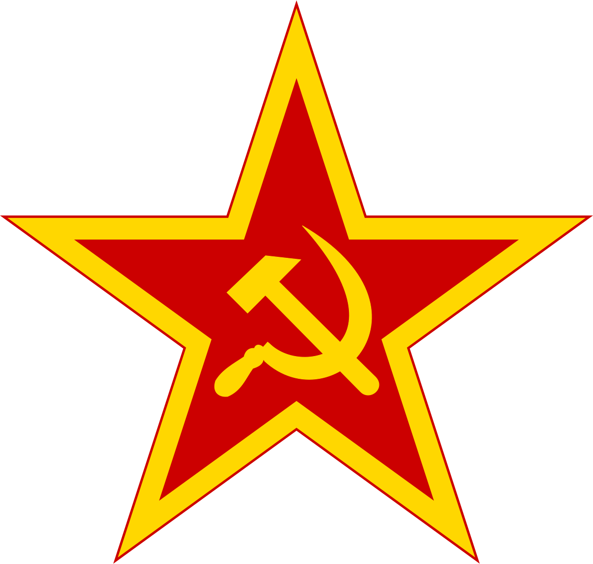 Red and Gold with Yellow Outline Logo - Communist symbolism