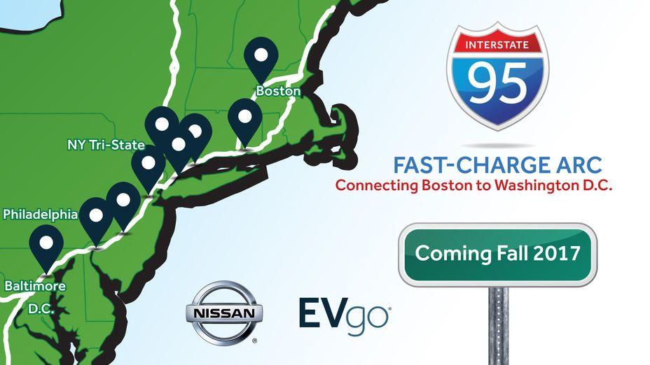 eVgo Logo - Nissan partners with EVgo to build 'I-95 Fast-Charge ARC' connecting ...