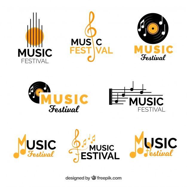 Musical Logo - Music festival logo collection with flat design Vector | Free Download