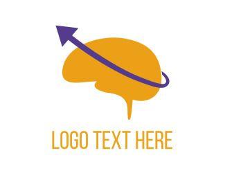 Psychiatrist Logo - Brain & Purple Arrow Logo