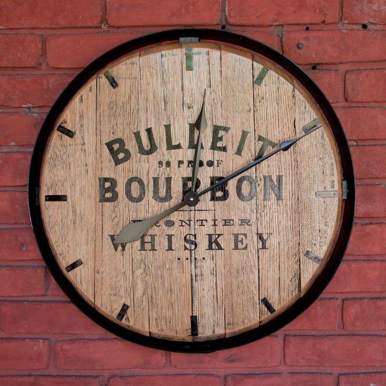 Bulleit Logo - Bulleit Bourbon Logo Barrel Head Clock