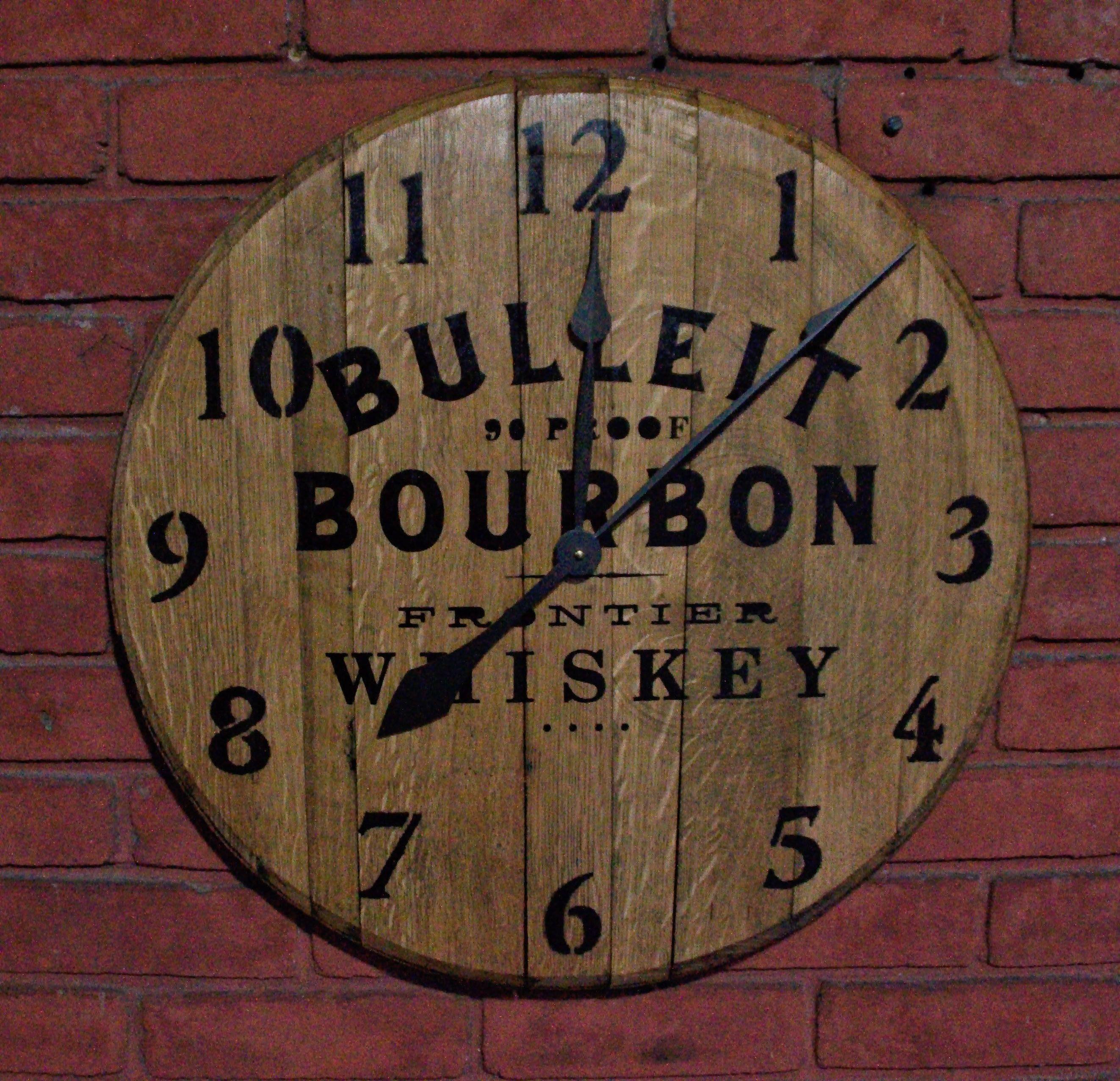 Bulleit Logo - Bulleit Bourbon Logo Barrel Head Clock. D and S Handmade Crafts