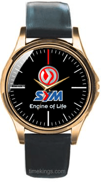 SYM Logo - SYM Motorcycle Logo Gold-Leather Watch