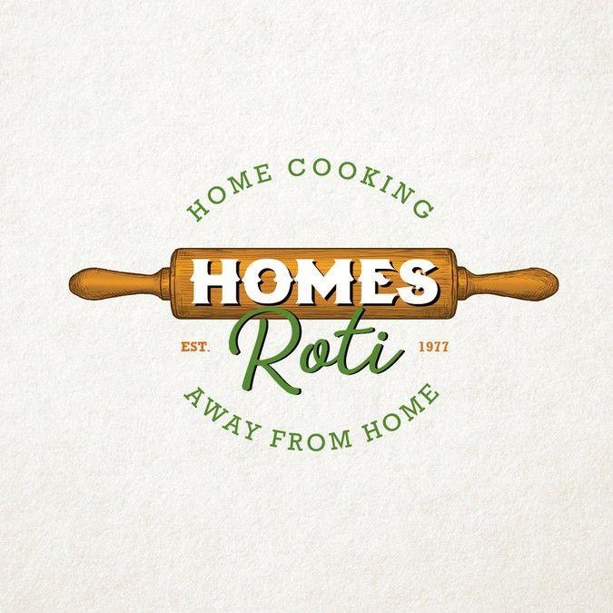 Roti Logo - Create an attractive logo with a rolling pin for Homes Roti!