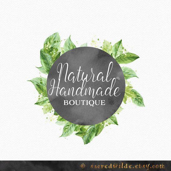 Leafy Logo - Wreath of Leaves Logo Design Leafy Logo by SacredWilde on Etsy ...