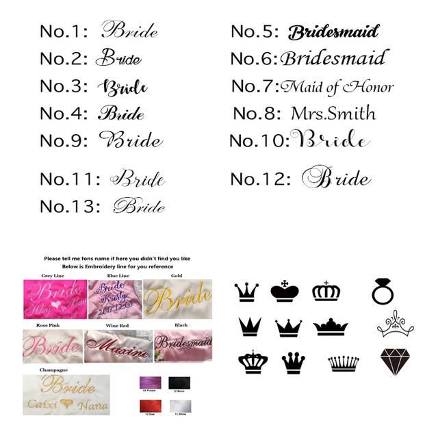 Bridesmaid Logo - US $19.9 |1pcs lot embroidery logo satin robes hen bachelorette party  personalized wedding bride maid of honor bridesmaid gift-in Party Favors  from ...