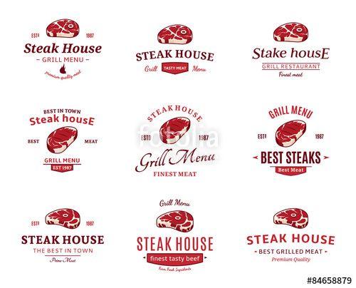 Steak Logo - Grill Steak Logos, Labels, and Design Elements. Steaks for BBQ and ...