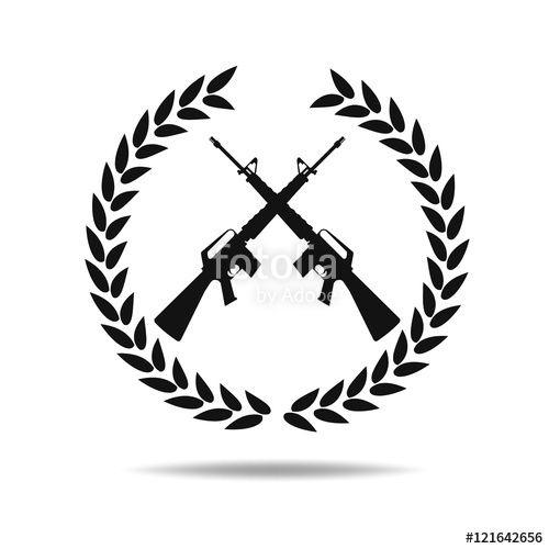 M16 Logo - M16 on Laurel icon .Machine gun black silhouette. Vector ...