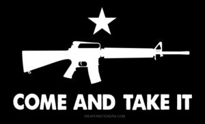 M16 Logo - Come and Take It Flag Sticker, (Black & White) M16