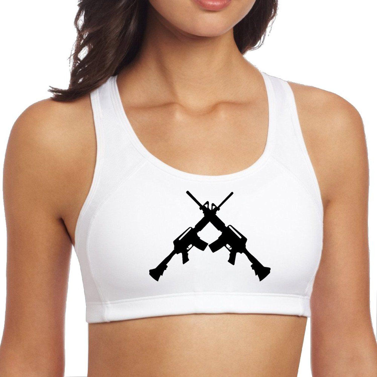 M16 Logo - Buy Womens Cross Guns AR15 M16 Logo Yoga Sports Bras in Cheap Price
