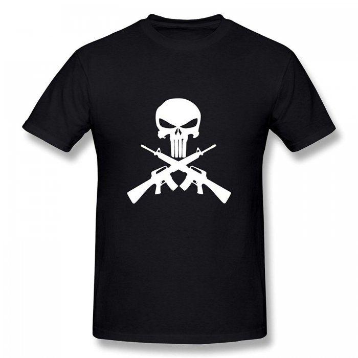 M16 Logo - Men's Punisher Skull And Cross Guns Ar15 M16 Logo T Shirt Black