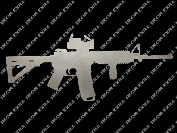 M16 Logo - AR15 M16 Tactical Police Military Gun Silhouette Metal Wall Sign Cut Out
