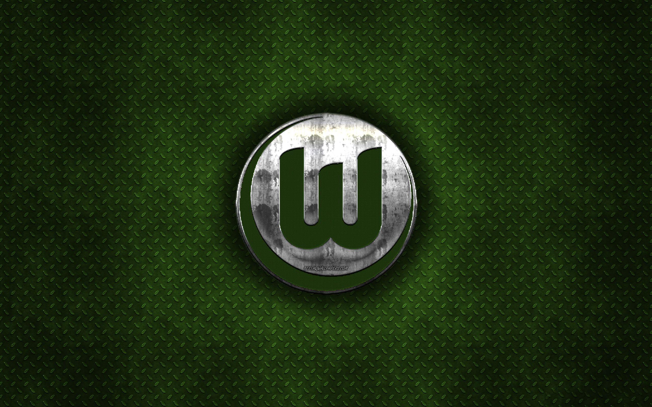 Wolfsburg Logo - Download wallpapers VfL Wolfsburg, German football club, green metal ...