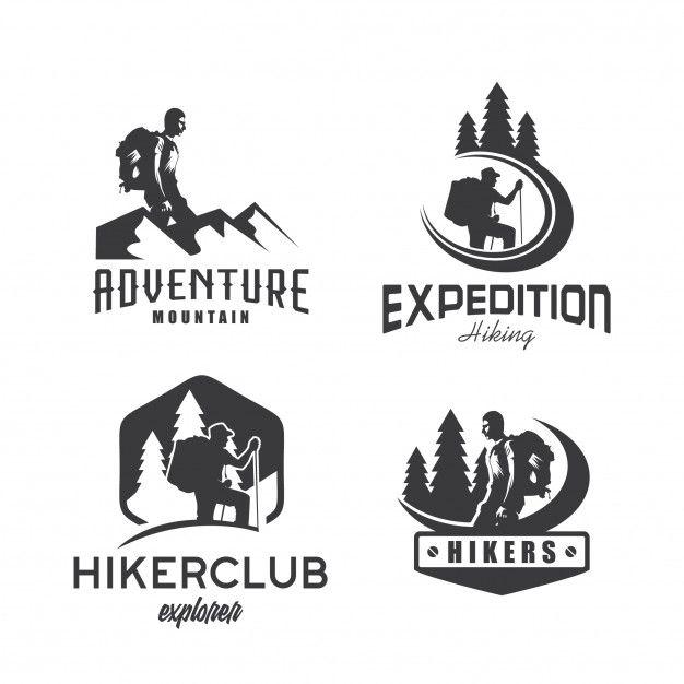 Adventure Logo - Hiker expedition adventure logo design template set Vector | Premium ...