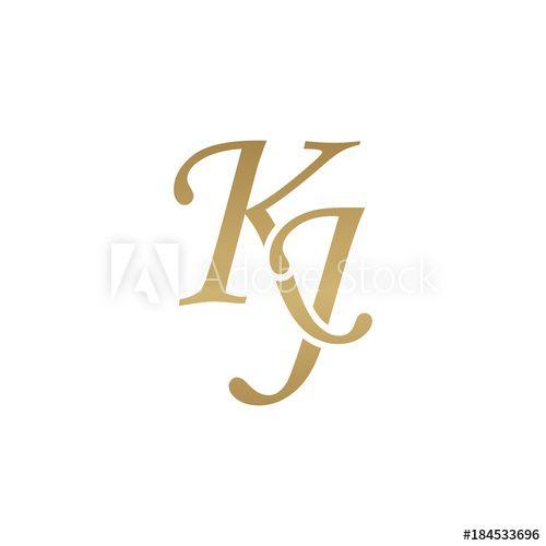 KJ Logo - Initial letter KJ, overlapping elegant monogram logo, luxury golden ...