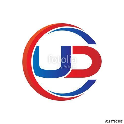 Ud Logo - ud logo vector modern initial swoosh circle blue and red Stock