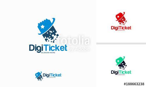 Ticket Logo - Digital Ticket logo designs concept vector, Pixel ticket logo ...