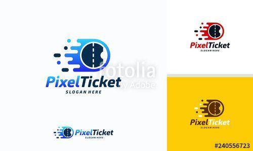 Ticket Logo - Pixel Ticket logo designs concept vector, Digital Ticket logo