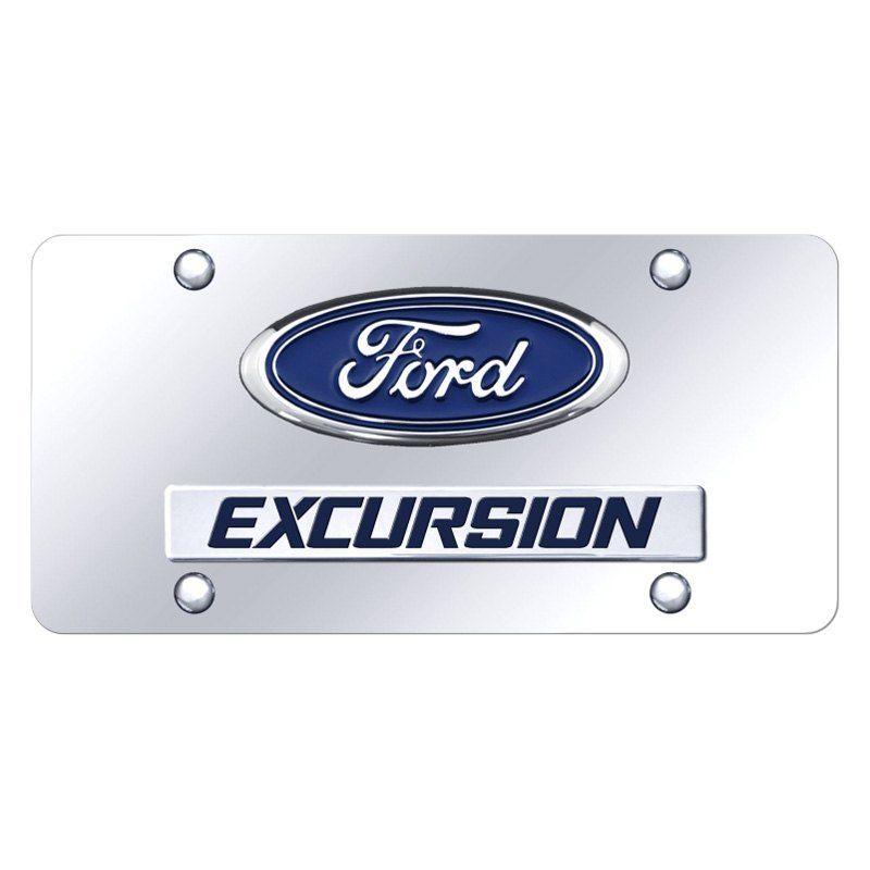 Excursion Logo - Autogold® D.XCU.CC License Plate with 3D Chrome Excursion Logo and Ford Emblem