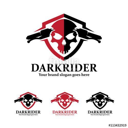 Handlebars Logo - Skull Motorcycle badge with shield and handlebars.