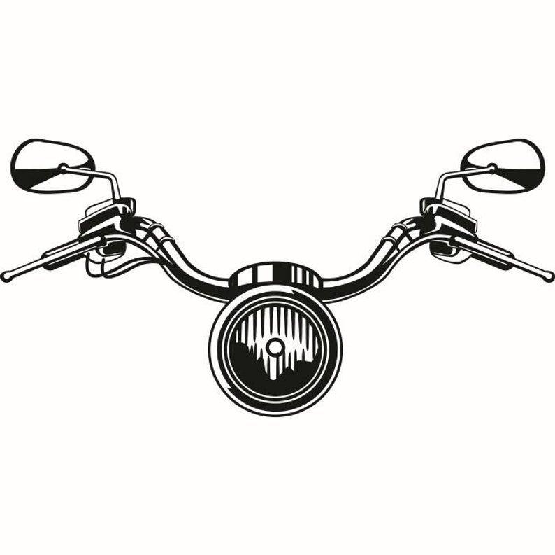 Handlebars Logo - Motorcycle Handle Bars Light Bike Biker Chopper Part Mechanic Service Repair Shop Logo .SVG .EPS .PNG Clipart Vector Cricut Cut Cutting