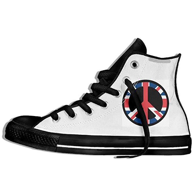 Sneekers Logo - Amazon.com: Unisex England Flag Peace Symbol Logo Casual High-top ...