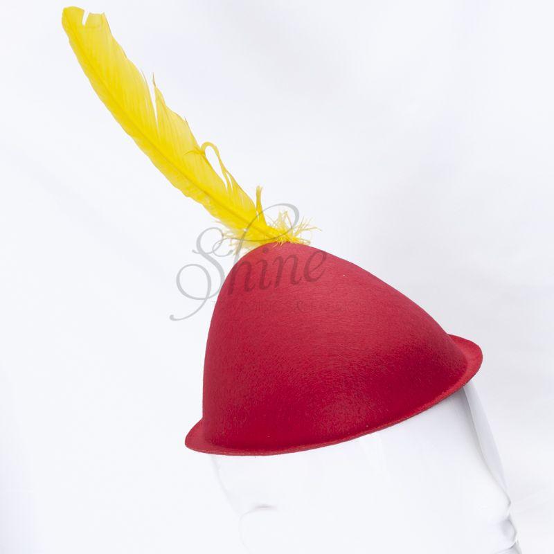Red and Yellow Peter Pan Logo - Peter Pan Hat with Yellow Feather - Red