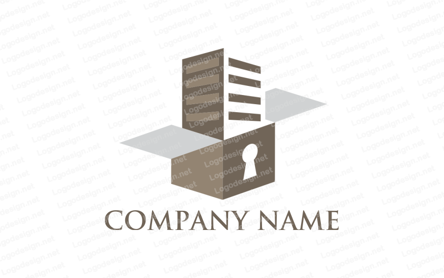 Shipment Logo - shipment showing building inside box with keyhole