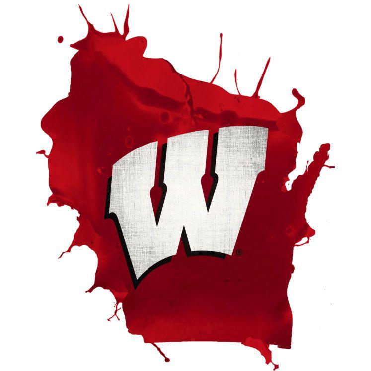 Wisconsion Logo - Wisconsin Badgers Logo State Theme Red Splatter Canvas Sign