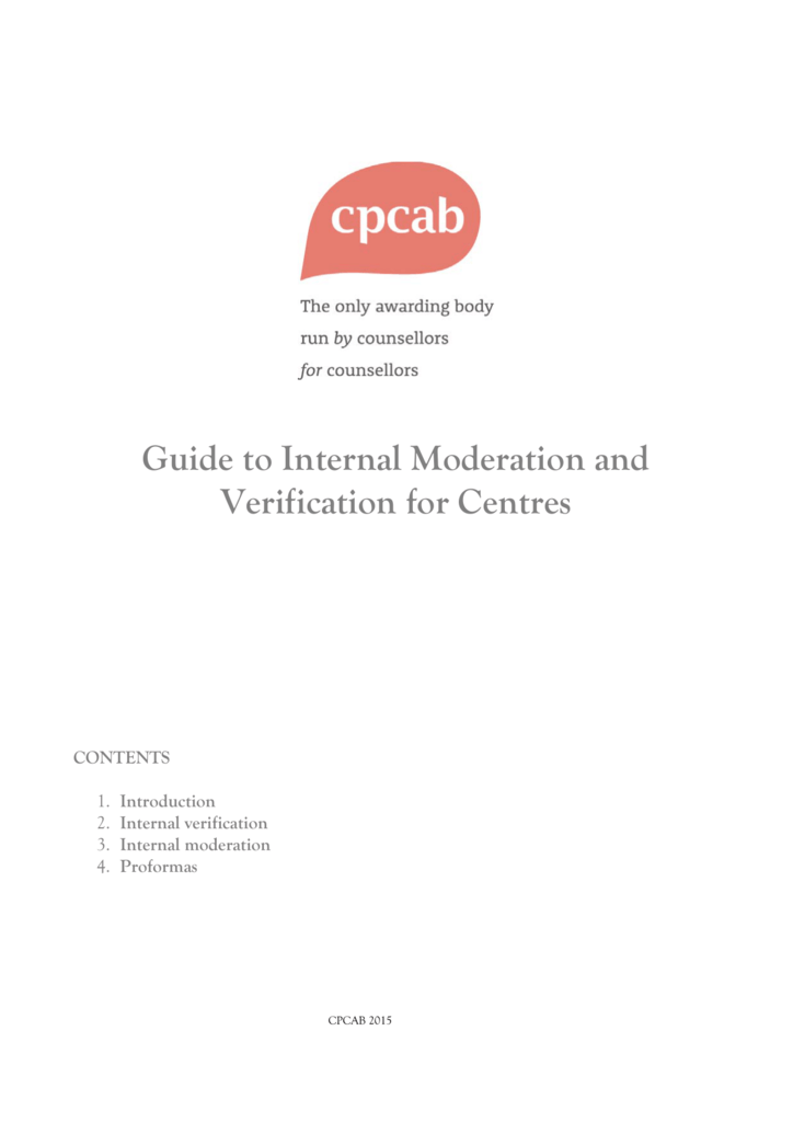 CPCAB Logo - Guide to Internal Moderation and Verification for Centres